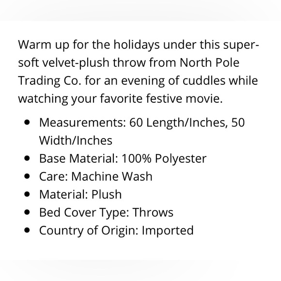 North Pole Trading Co Red Plaid Velvet Plush Christmas Throw Blanket 60 x 50 - Picture 4 of 5
